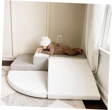 Large Set Climbing Toys for Toddlers 1-3, Baby Foam 4-Piece Gray & White