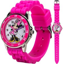 Minnie Mouse Time Teacher Watch for Girls - Analog Time Learning with Easy-to...