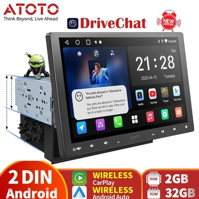 Autoradio ATOTO 10.1 pollici 1 DIN Android GPS NAVI wireless CarPlay & Android auto
