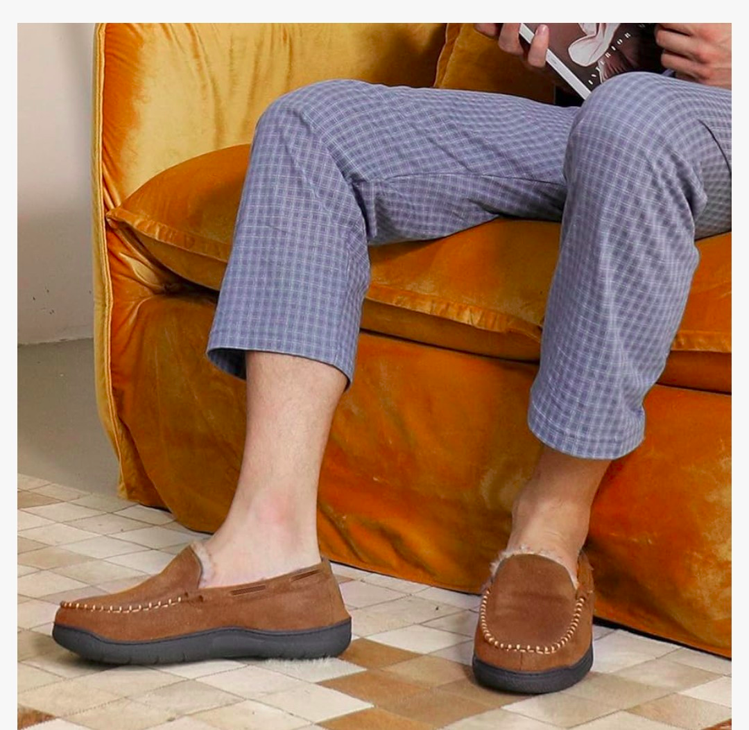 Zigzagger Men's Moccasin Slippers  Indoor/Outdoor Slip On House Shoe size 10 Tan