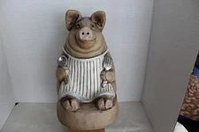 TELLE M. STEIN CLAY CHEF PIG RECIPE CARD HOLDER #0287