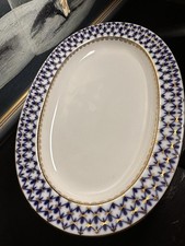 Vintage Lomonosov ovale Schale Kobaltnetz. Top Zustand