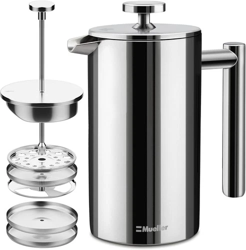 MuellerLiving French Press Coffee Maker 20oz, Stainless Steel French Press