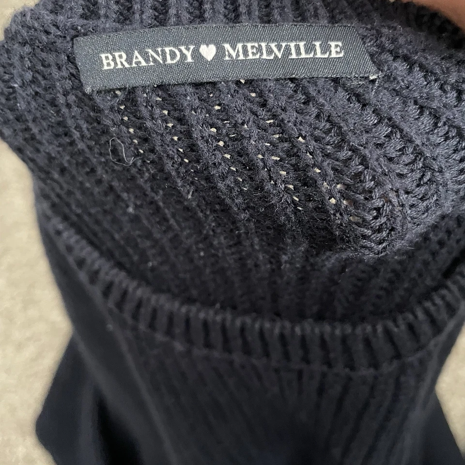 Suéter Brandy Melville Para Mujer XL Azul Marino Grueso Acanalado Pescador Tejido Preppy Foto 3 de 4