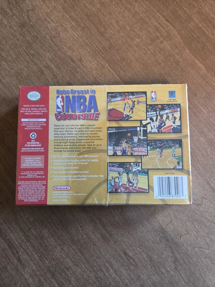 Kobe Bryant in NBA Courtside Nintendo 64 N64 1998 FACTORY SEALED NEW IN BOX - Image 2 of 4