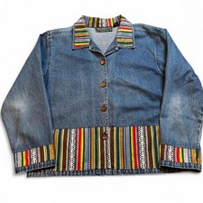 Vintage boho denim new identity button shirt shacket size large