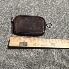 Fossil Brown Leather Zip Coin Purse Keychain Pouch (0012 M)