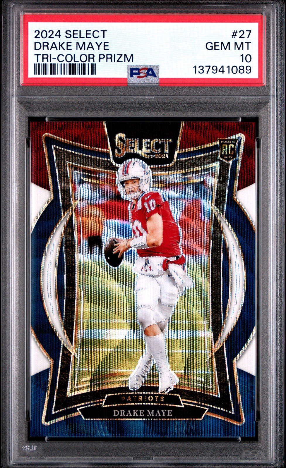 2024 Panini Select - Concourse Drake Maye #27 Tri-Color Prizm /299 MVP