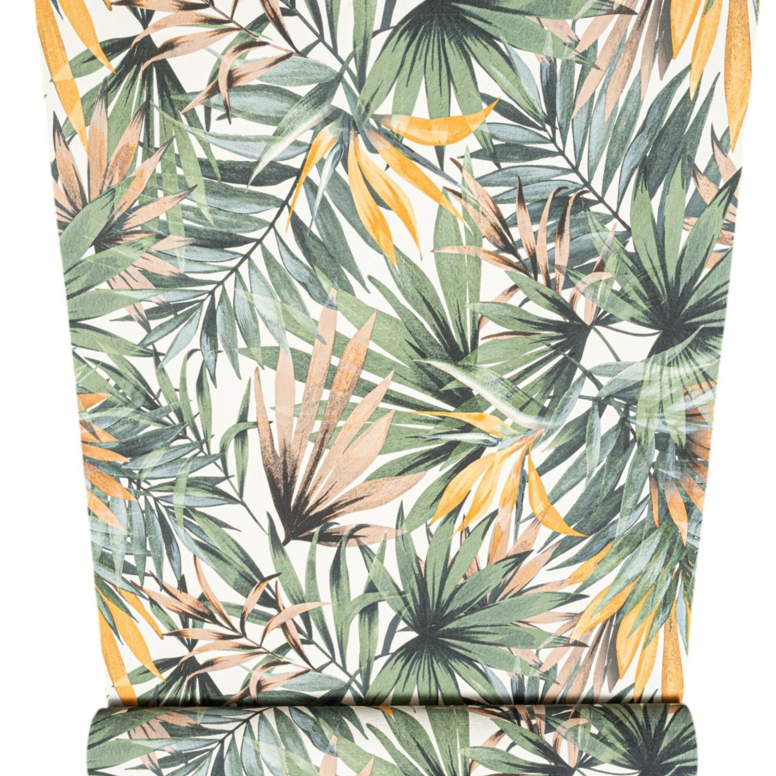 Green Tropical Wallpaper Palm Leaf Ochre Botanical Feature Wall Vinyl Paste Wall
