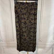 Vintage Y2K Midi Skirt 10 Neutrals Brown Paisley Grunge Whimsigoth Slit Boho