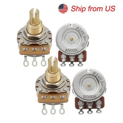 #ad #ad FLEOR 2PC A500K2PC B500K Full Size Pots Guitar Potentiometers Brass Long Shaft $14.30