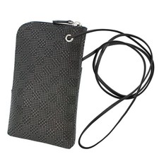 Smartphone Pouch Deer Leather Black Checkered Pattern Japan