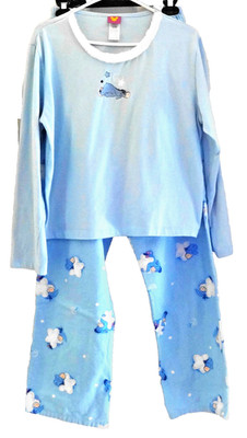 Vintage Disney Eeyore Blue Pajama Top & Pants Set Winnie The Pooh Women Medium
