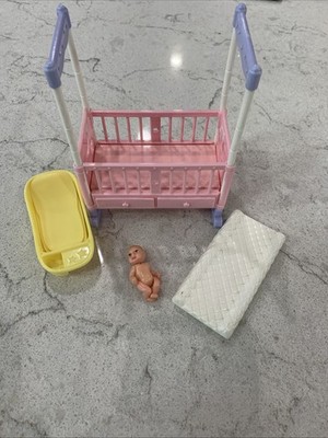 Pregnant Barbie Midge Nursery Crib Tub Newborn Baby Mattress Happy Family Lot