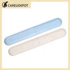 2Pcs Traveling Toothbrush Box Holders Case PP Blue Beige 8.07''x1.22''x0.83''