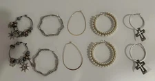 Lot Of 5 Pairs Of Fashion Hoop Boutique Earrings For Pierced Ears