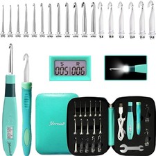 Crochet Hooks Counting Light Set 18 Size Digital Case 2mm-14mm