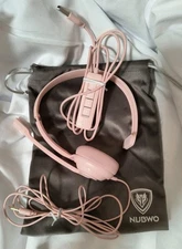 NUBWO HW02 USB Headset with Microphone Noise Cancelling &in-line Control Pink