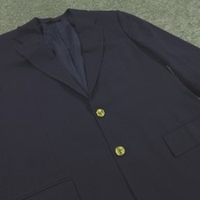 Polo Ralph Lauren Blazer Suit Jacket 42 L Made In Italy Gold Buttons Virgin Wool