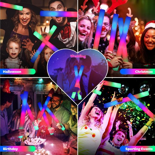 68 PCS LED Foam Glow Sticks Bulk, Glow in the Dark Party Supplies with 3 Mode... - Picture 3 of 7