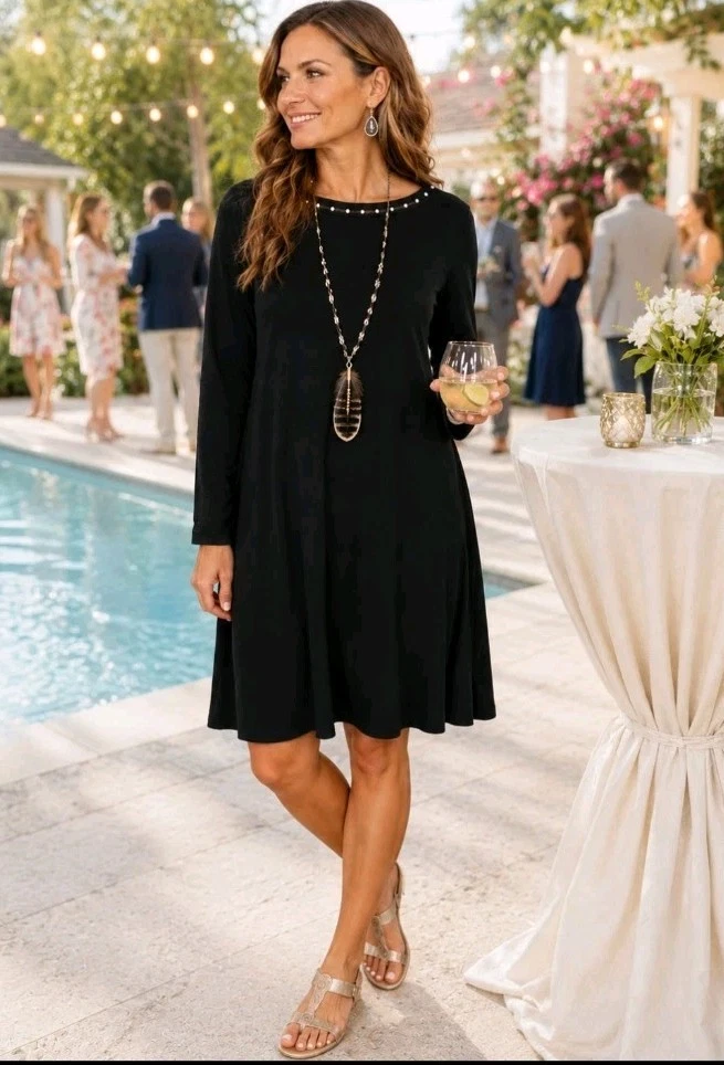 jjill cocktail dresses j jill dress large Faux Wrap Velvet Black -Country festive Cocktail Party