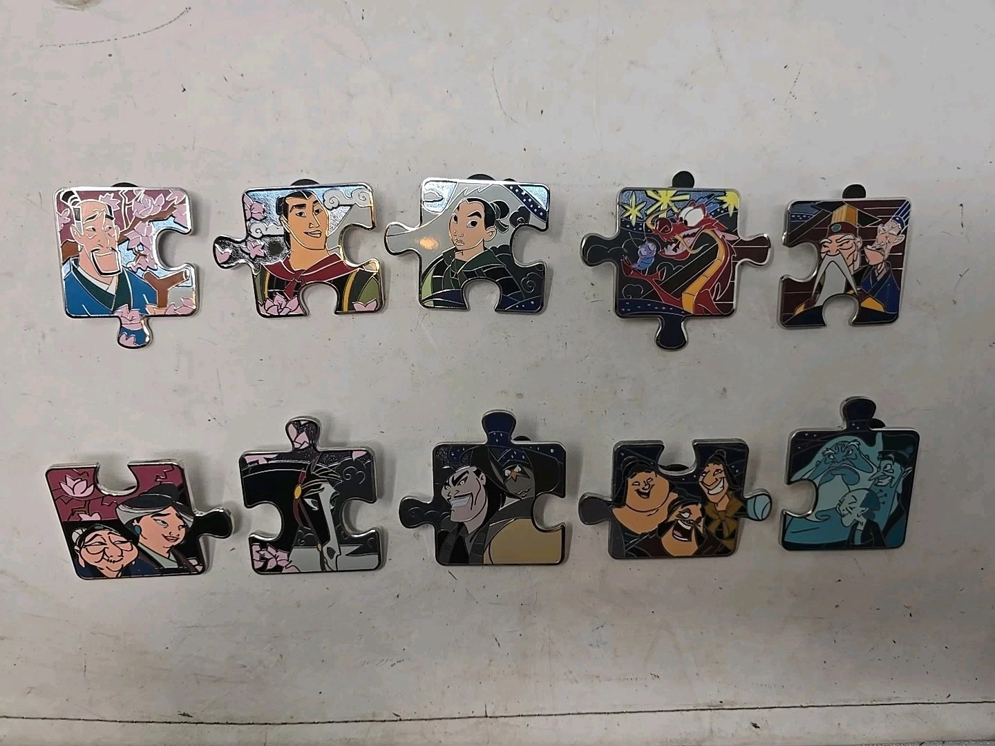 Mulan Character Connection Puzzle Pin Set 10 Pins LE 900