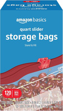 Slider Quart Food Storage Bags, BPA Free, 120 Count (Previously Solimo)