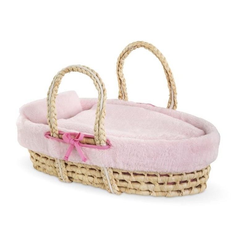 Couffin poupon Corolle rose peluche - Accessoire poupon 36 cm lit dodo
