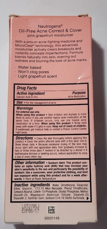 Neutrogena Acne Correct Cover CC Pink Grapefruit Sheer Coverage Tint Moisturizer - Image 2 of 3