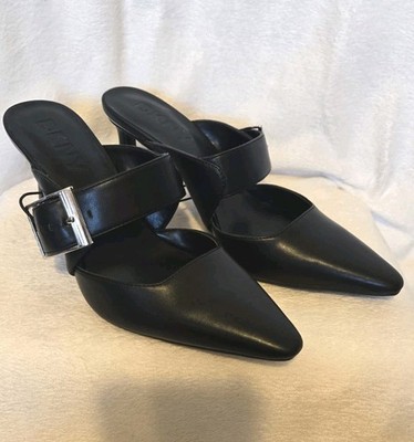 DKNY Black Nalani Heeled Mules 7.5M New (H