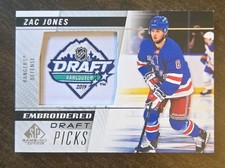 2021-22 SP Game Used Zac Jones Embroidered Draft Picks Patch Rookie Card RC NYR. rookie card picture