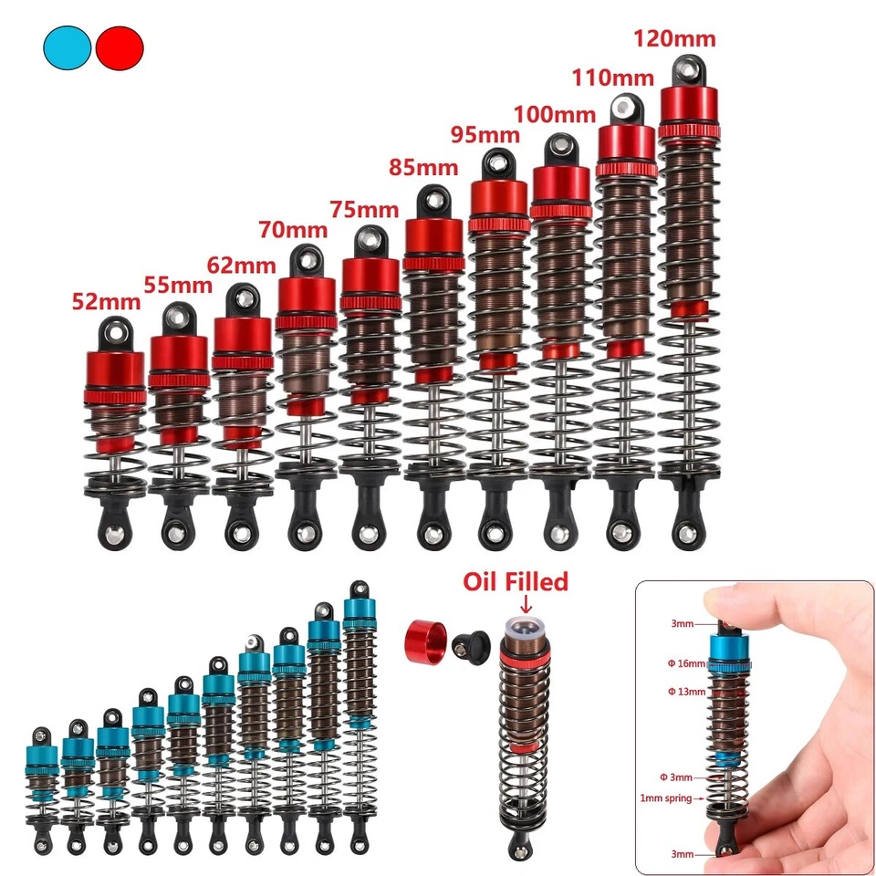 4PCS 52-120mm Oil Filled Shock Absorber for 1/10 RC Truck Truggy On Road Car etc - Image 2 of 4