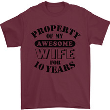 10th Wedding Anniversary 10 Year Funny Wife Mens T-Shirt 100 Cotton