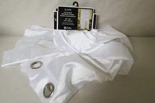 ELAINE FAUX SILK WINDOW PANEL WITH 8 GROMMETS 58" x 95" WHITE ONE PANEL 