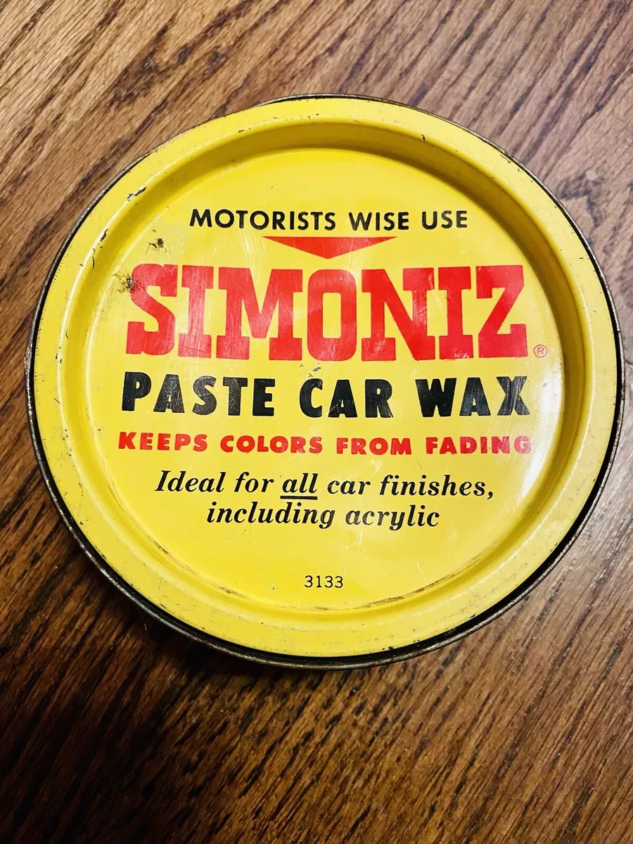 Vintage '60s early SIMONIZ auto WAX CAN car graphics advertising gas oil  rare