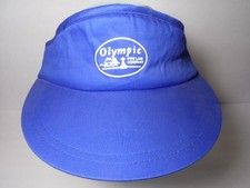 Vintage 1980s OLYMPIC PIPE LINE COMPANY ADVERTSING Sportsmon BLUE VISOR HAT CAP