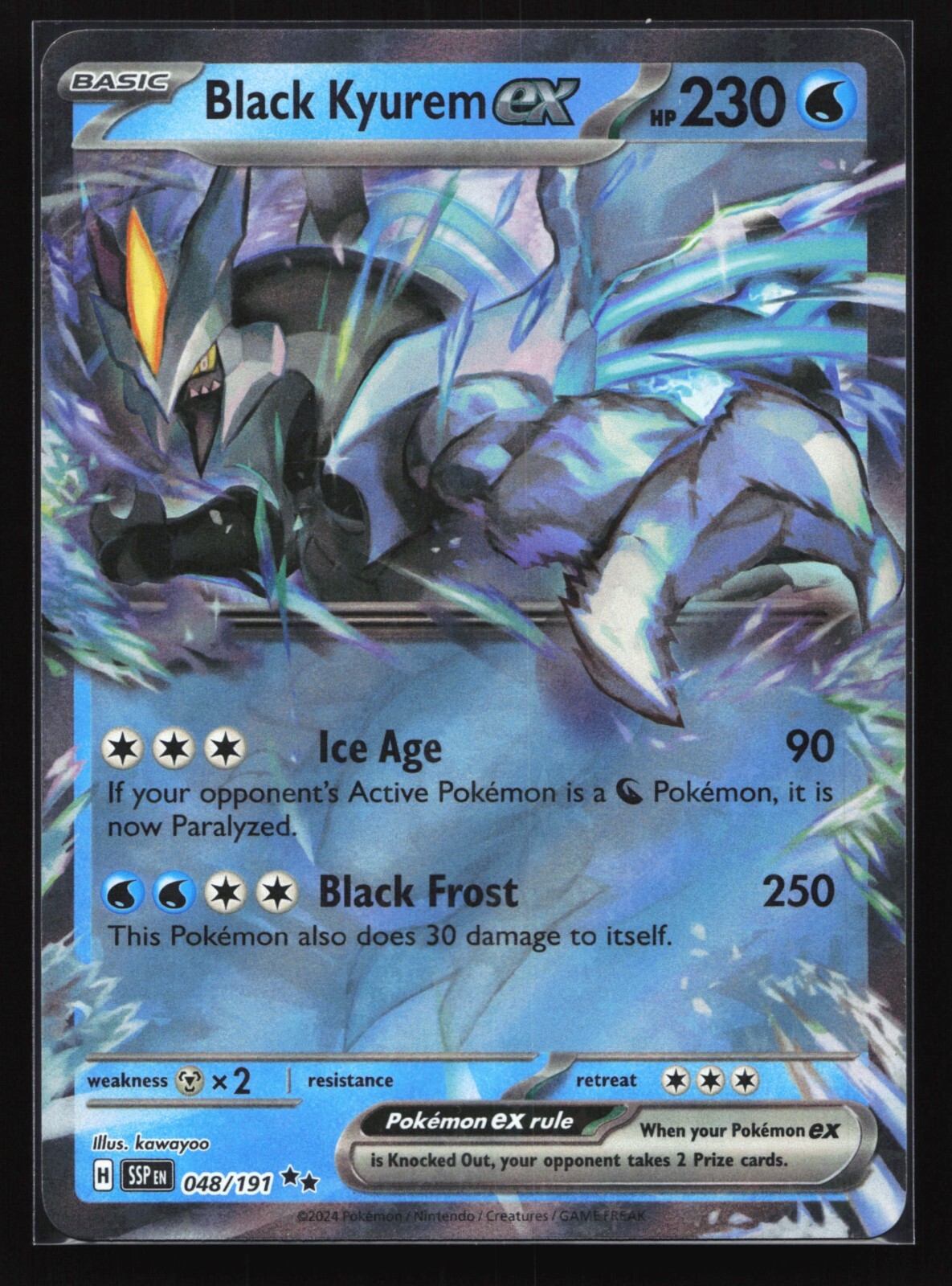Pokemon Black Kyurem ex 048/191 Surging Sparks Double Rare Holo NM