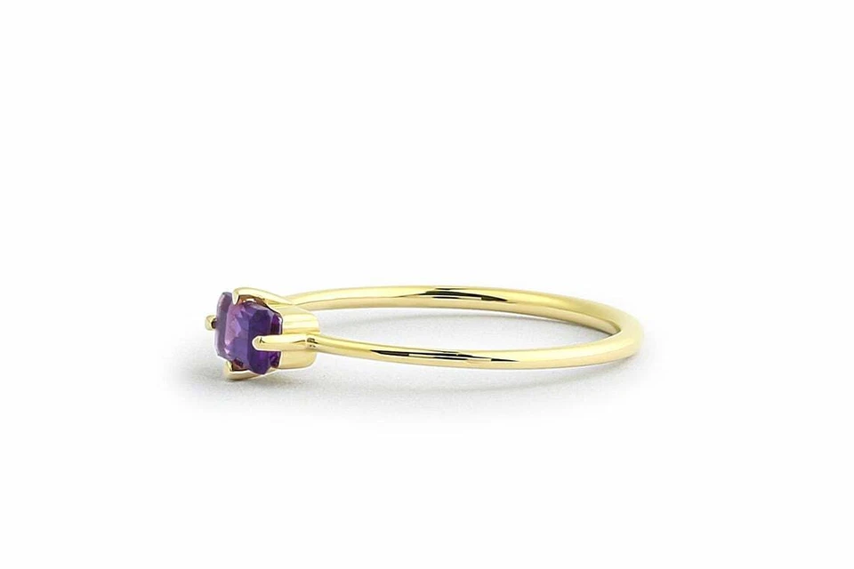 Natürlicher Amethyst Edelstein Goldring 14K 585er Baguette Schliff 0,30ct Karat - Bild 3 von 4