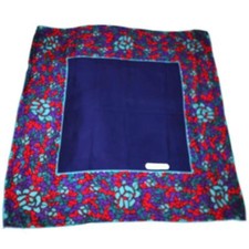 Tiffany Silk Scarf 35" or 89cm Square Blue, Red Green Stained Glass Pattern