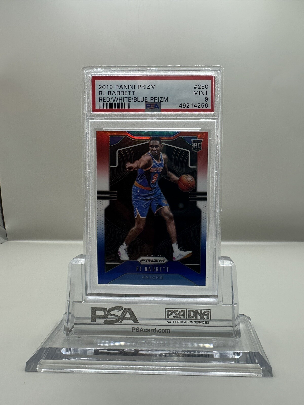 2019 Panini Prizm RJ Barrett Rookie Red White Blue Prizm PSA 9 MINT Knicks