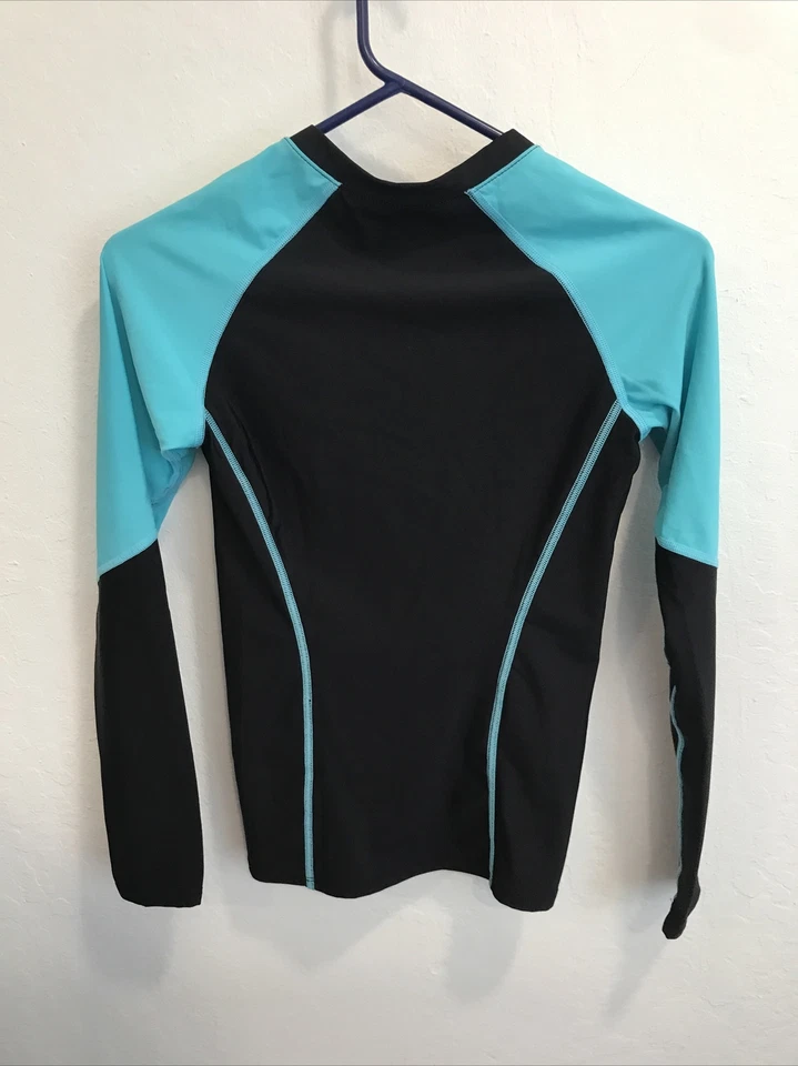 Camisa de ciclismo Skins manga larga negra azul talla juvenil M Foto 4 de 4