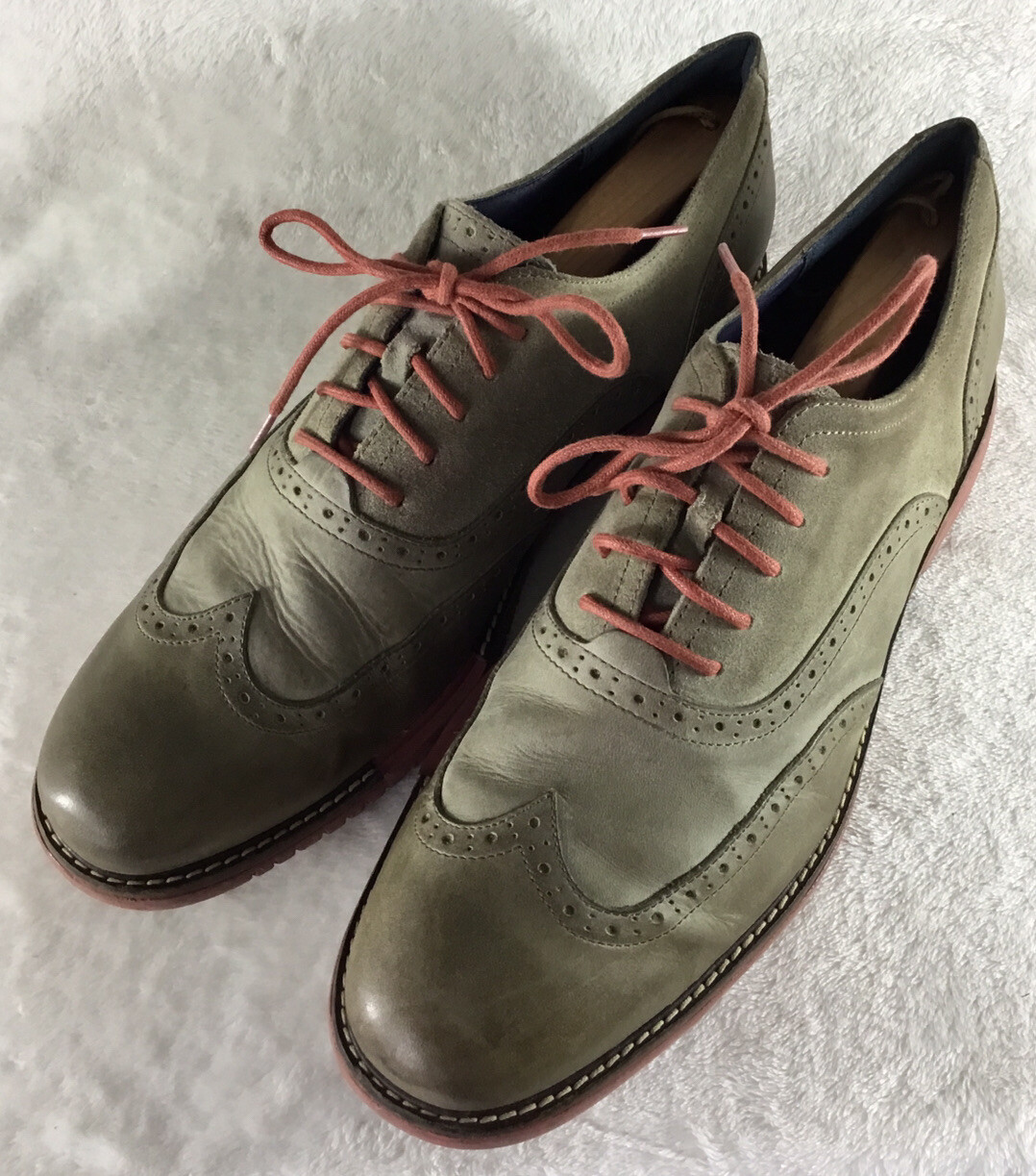 SAOLA Scarpe Cole Haan da uomo 12M marrone chiaro in pelle punta ad ala casual Oxfords C11708