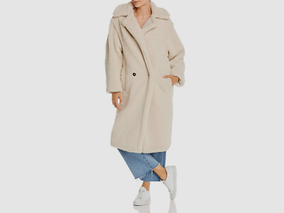 $415 Apparis Women's Ivory Daryna Double Breasted Sherpa Coat