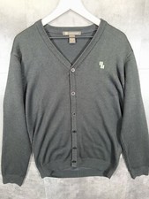 Harriton Mens Cardigan Style Button Up Sweater Size M Black Logo