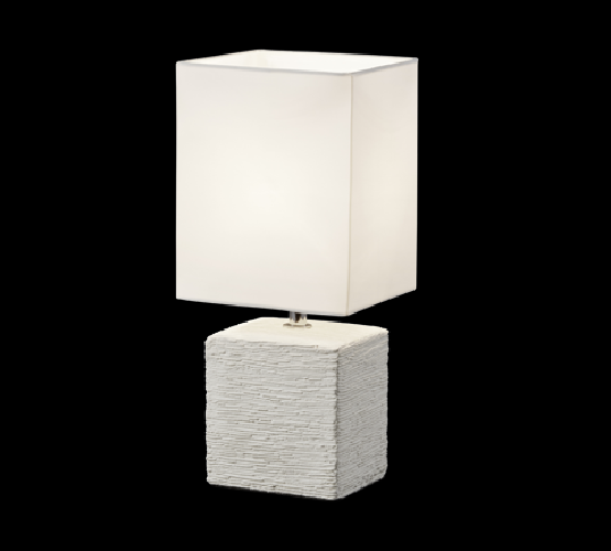 Lampada Tavolo Abat Jour Ceramica Paralume Bianco Quadrato Ping GD Trio