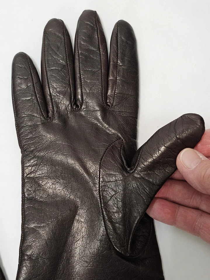 Guantes De Colección Neiman Marcus Cuero Marrón Forrados en Cachemira Hechos en Filipinas Talla 6 Foto 3 de 4