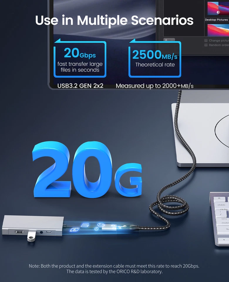 ORICO USB-C Type-C to HDMI HDTV Cable Adapter 4K Audio Video AV 60Hz 20Gbps Mac - Image 4 of 4