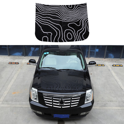 Black PVC Front Hood Sticker Decal Trim For Cadillac Escalade 2007-2013