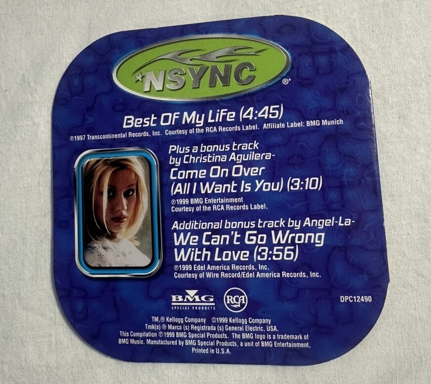 N Sync Best Of My Life Christina Aguilera Come On Over Kelloggs Promo CD NSYNC