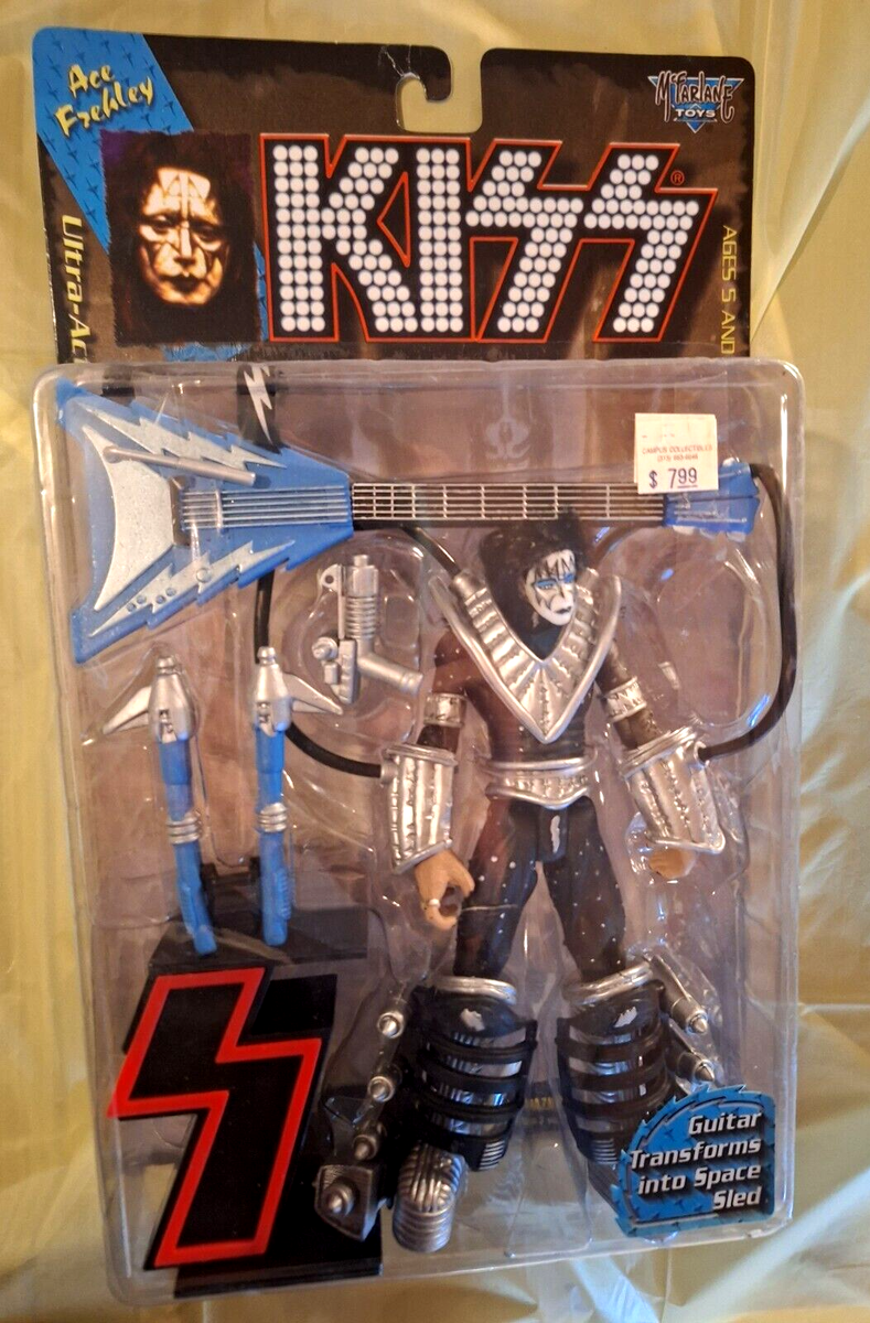 (未使用･未開封品)1997 - McFarlane - KISS - Ace Frehley : Space Ace - Ultra Action Figure - 7 Inches - With Guitar Transforms to Space Sled & Letter S - VINTAGE 1997 KISS Ace Frehley McFarlane Ultra Action Figure w